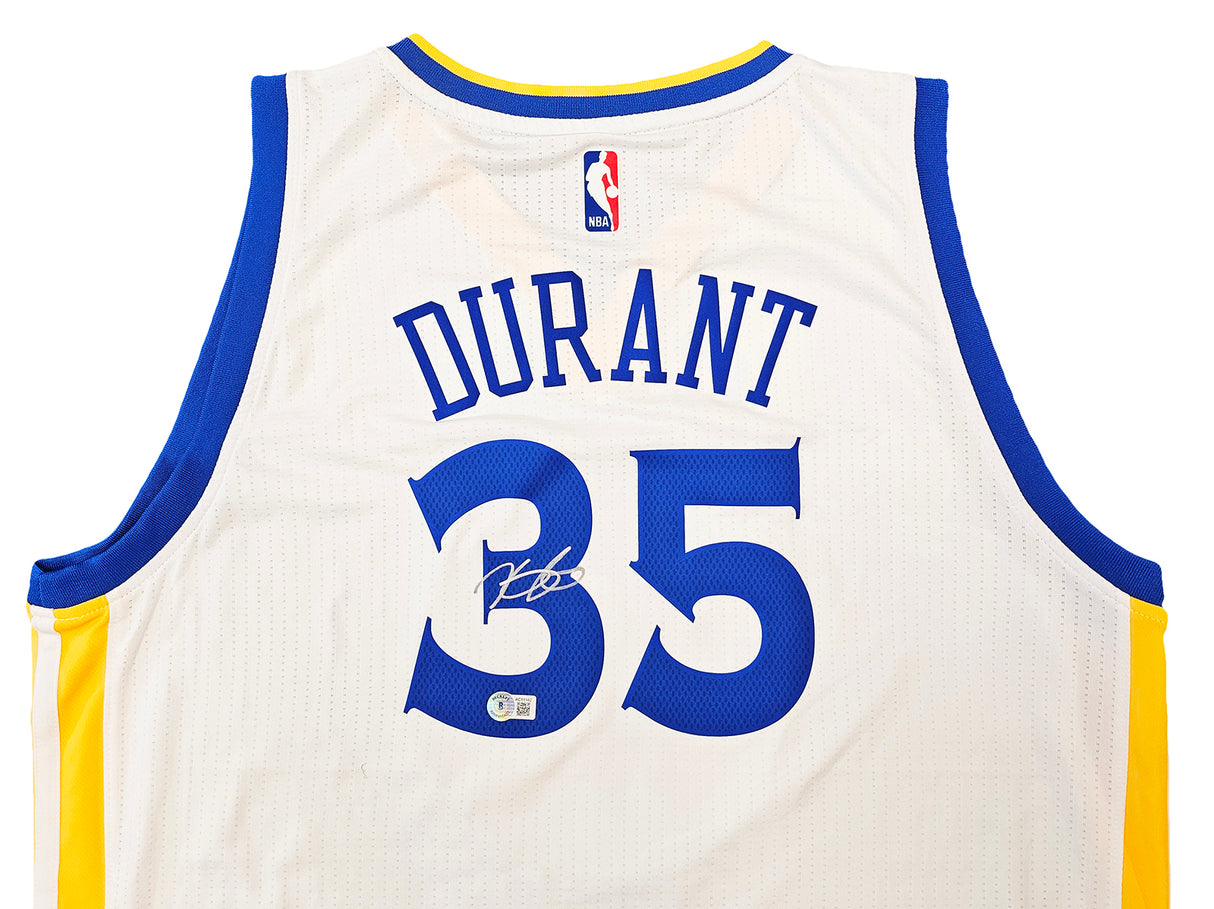 Golden State Warriors Kevin Durant Autographed White Adidas Swingman Jersey Size XL + 2 Length Beckett BAS QR Stock #212185