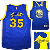 Golden State Warriors Kevin Durant Autographed Blue Adidas Swingman Jersey Size L + 2 Length Beckett BAS QR Stock #212184