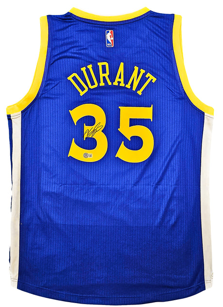 Golden State Warriors Kevin Durant Autographed Blue Adidas Swingman Jersey Size L + 2 Length Beckett BAS QR Stock #212184