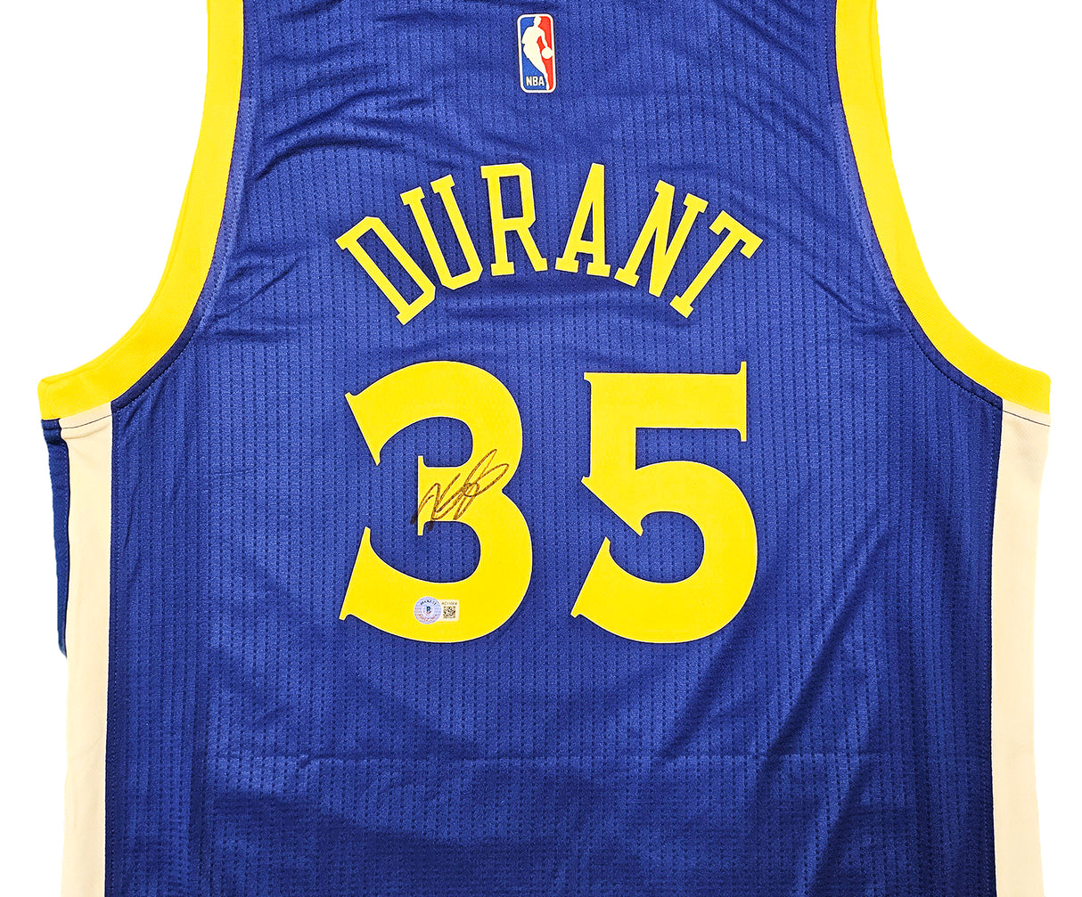 Golden State Warriors Kevin Durant Autographed Blue Adidas Swingman Jersey Size L + 2 Length Beckett BAS QR Stock #212184