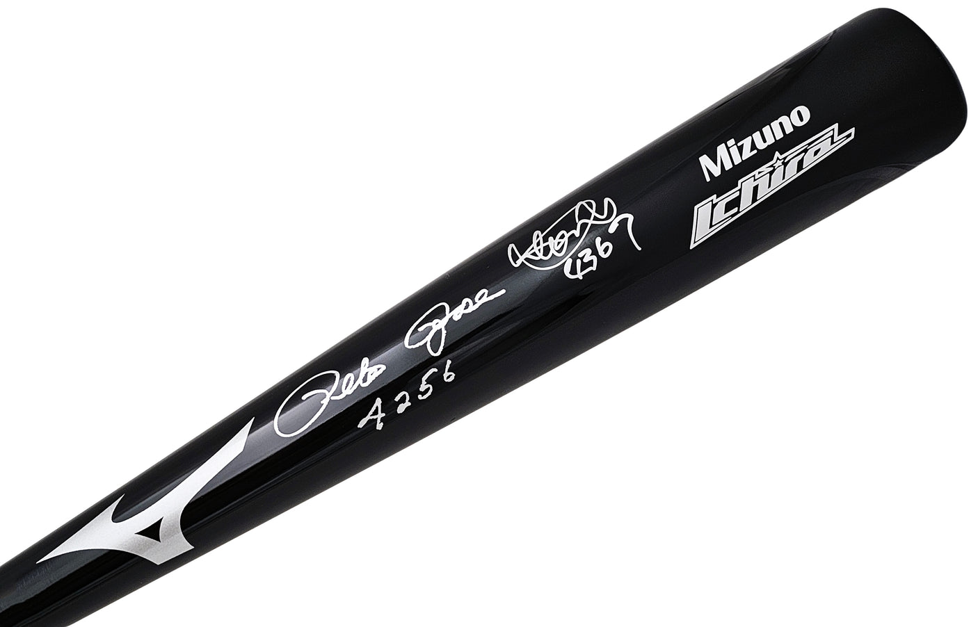 Ichiro Suzuki & Pete Rose Autographed Black Mizuno Player Model Bat Seattle Mariners "Hits" PR Holo & IS Holo Stock #212164