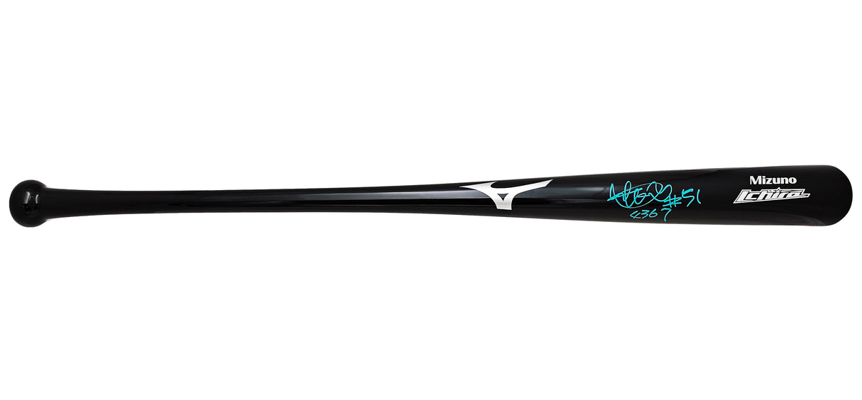 Ichiro Suzuki Autographed Black Mizuno Player Model Bat Seattle Mariners "#51, 4367" IS Holo Stock #212166