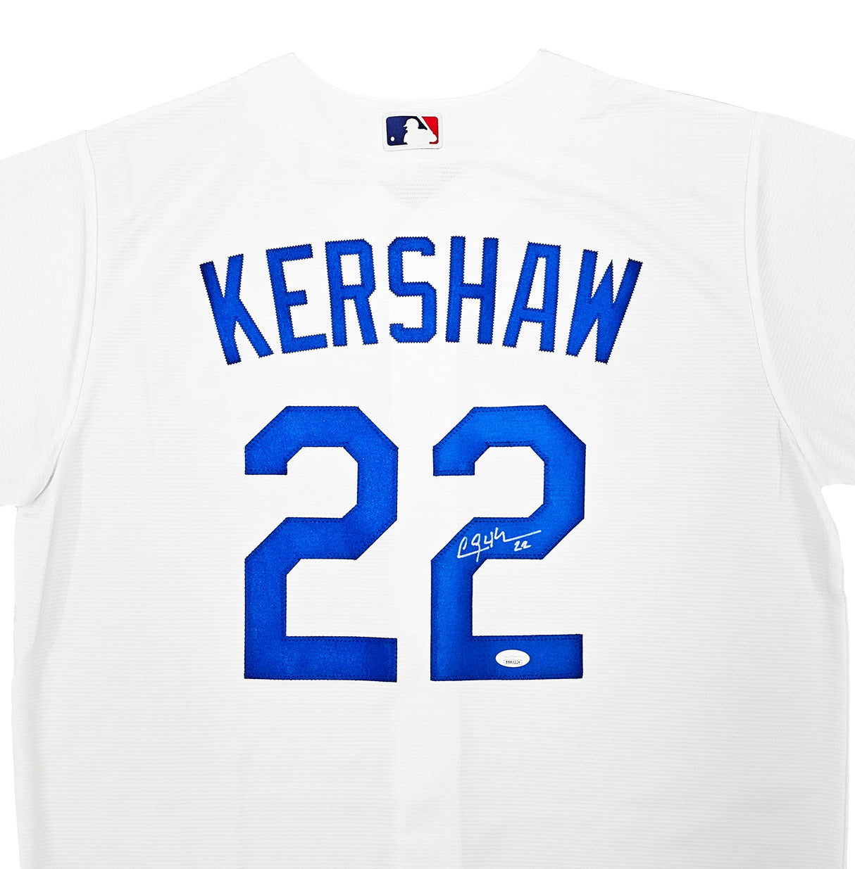 Los Angeles Dodgers Clayton Kershaw Autographed White Nike Jersey Size L JSA Stock #212240