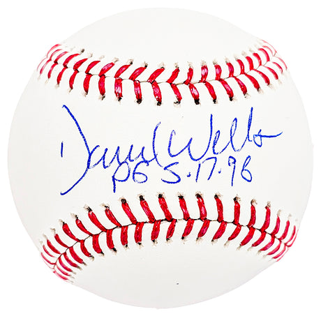 David Wells Autographed Official MLB Baseball New York Yankees "PG 5-17-98" Beckett BAS Witness Stock #212199