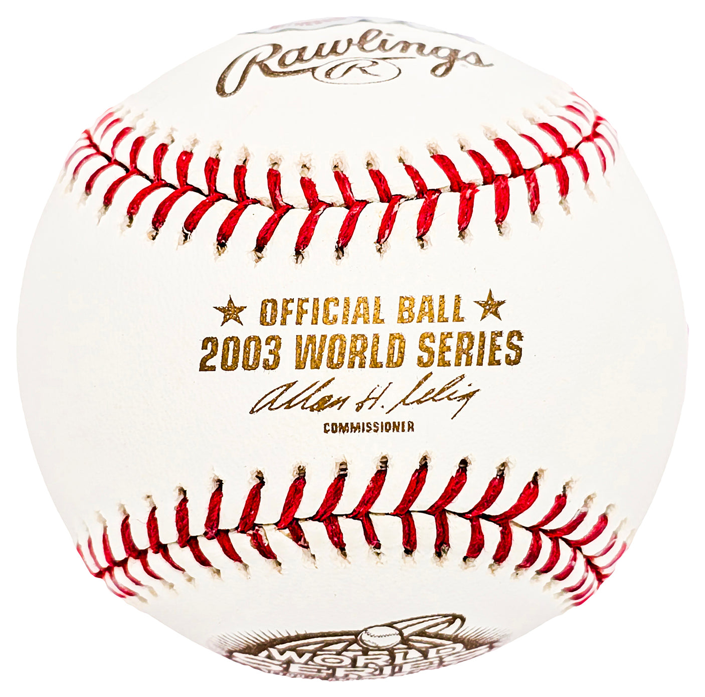 Miguel Cabrera Autographed Official 2003 World Series Logo Baseball Detroit Tigers Beckett BAS Witness Stock #212233