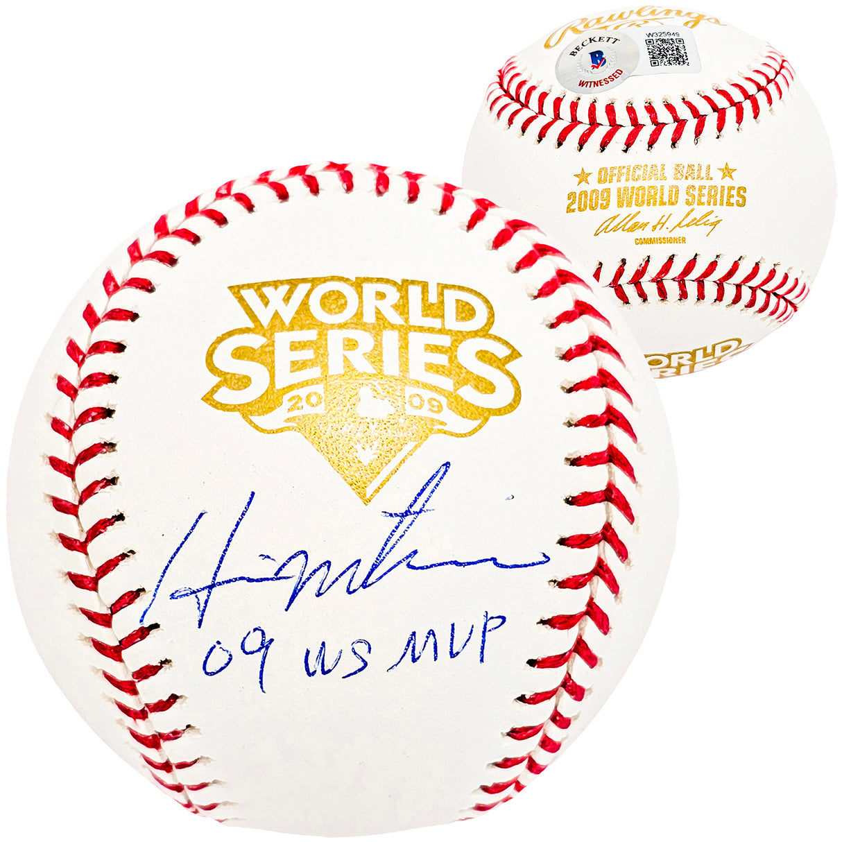 Hideki Matsui Autographed Official 2009 World Series Logo Baseball New York Yankees "09 WS MVP" Beckett BAS Witness Stock #212246