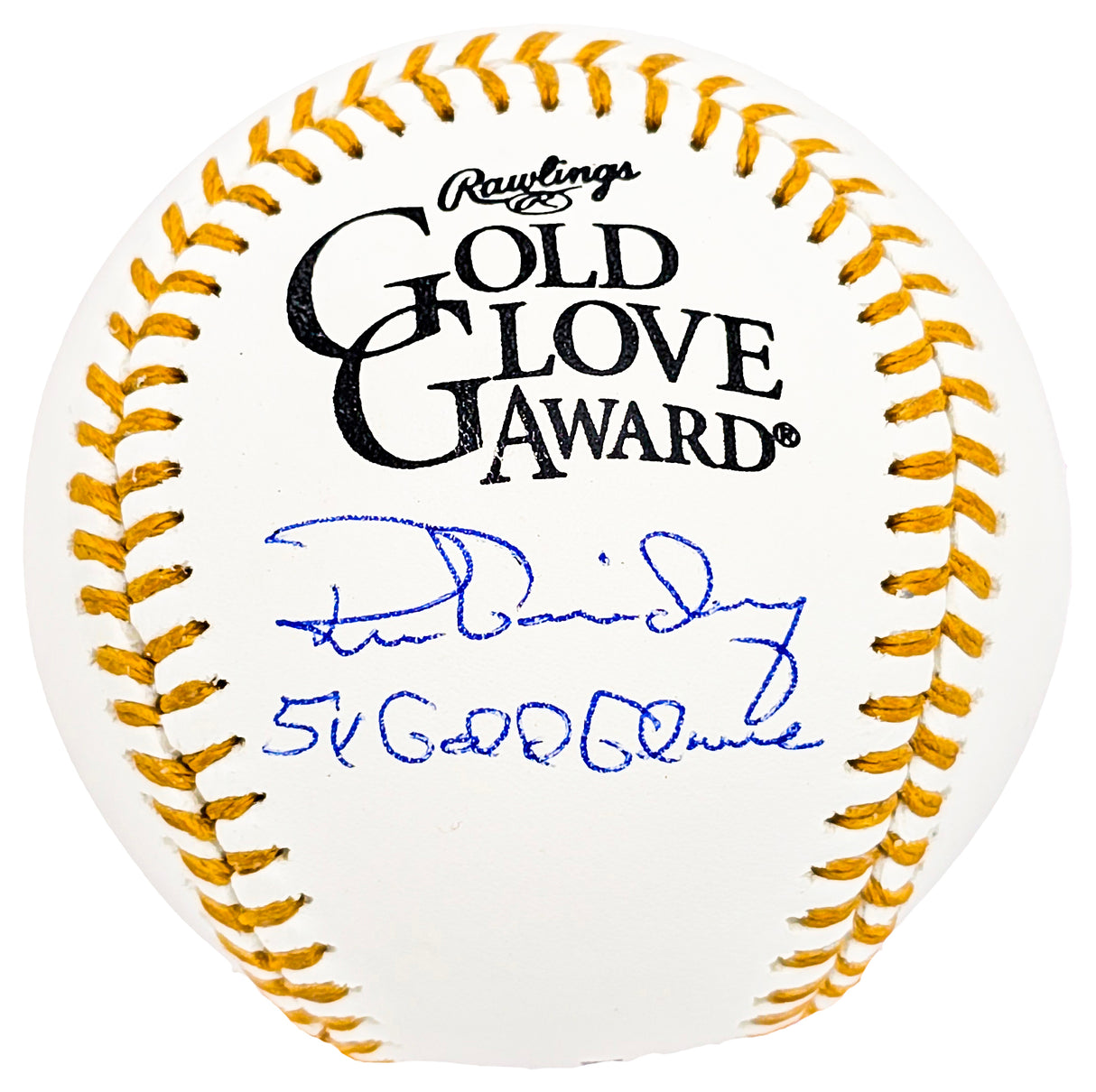 Ron Guidry Autographed Official Gold Glove Logo Baseball New York Yankees "5x Gold Glove" Beckett BAS Witness Stock #212251