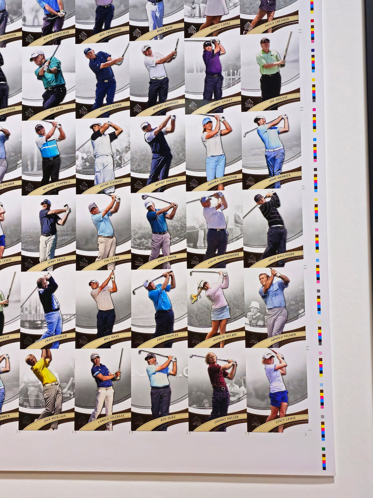 Tiger Woods Autographed Framed 28x40 2013 Upper Deck SP Authentic Uncut Trading Card Sheet #57/200 UDA Holo #BAM134263