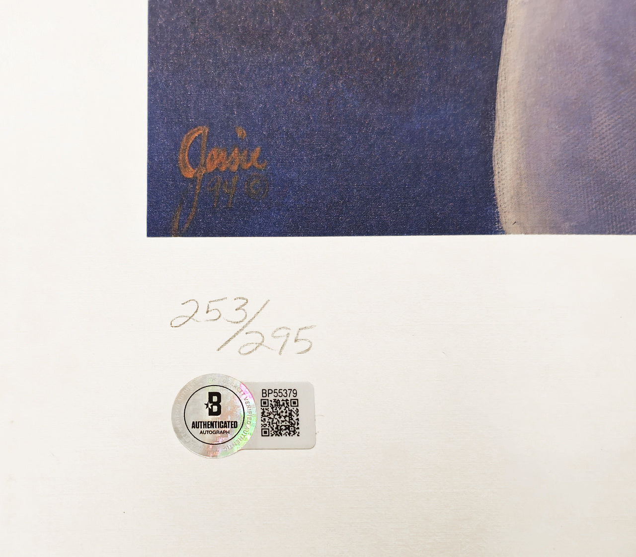 Ken Griffey Jr. Autographed 21x30 Lithograph Photo Seattle Mariners #253/295 Beckett BAS QR #BP55379