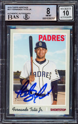 Fernando Tatis Jr. Autographed 2019 Topps Heritage Rookie Card #517 San Diego Padres BGS 8 Auto Grade Gem Mint 10 Beckett BAS #15350707