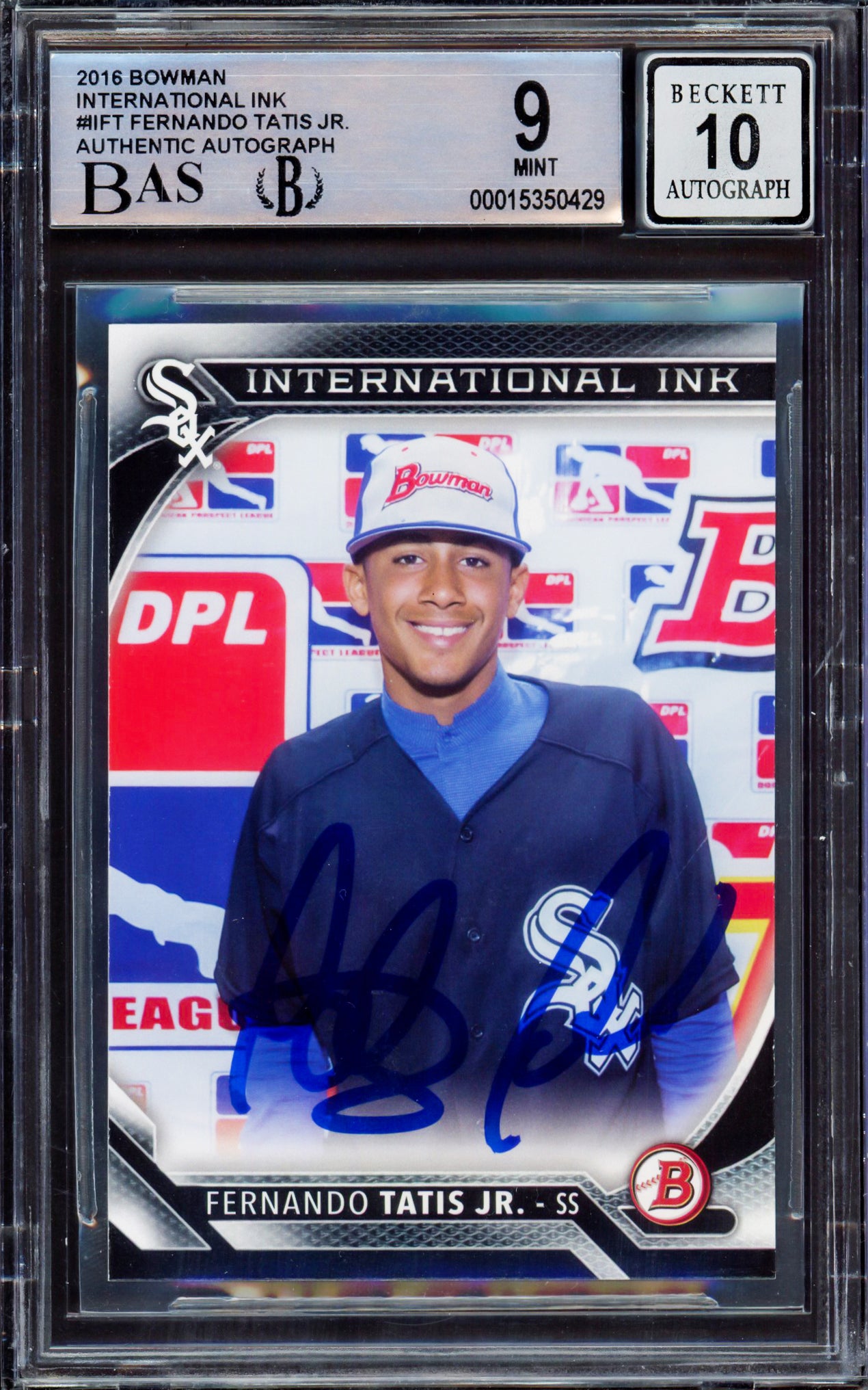 Fernando Tatis Jr. Autographed 2016 Bowman International Ink Rookie Card #II-FT San Diego Padres BGS 9 Auto Grade Gem Mint 10 Beckett BAS #15350429