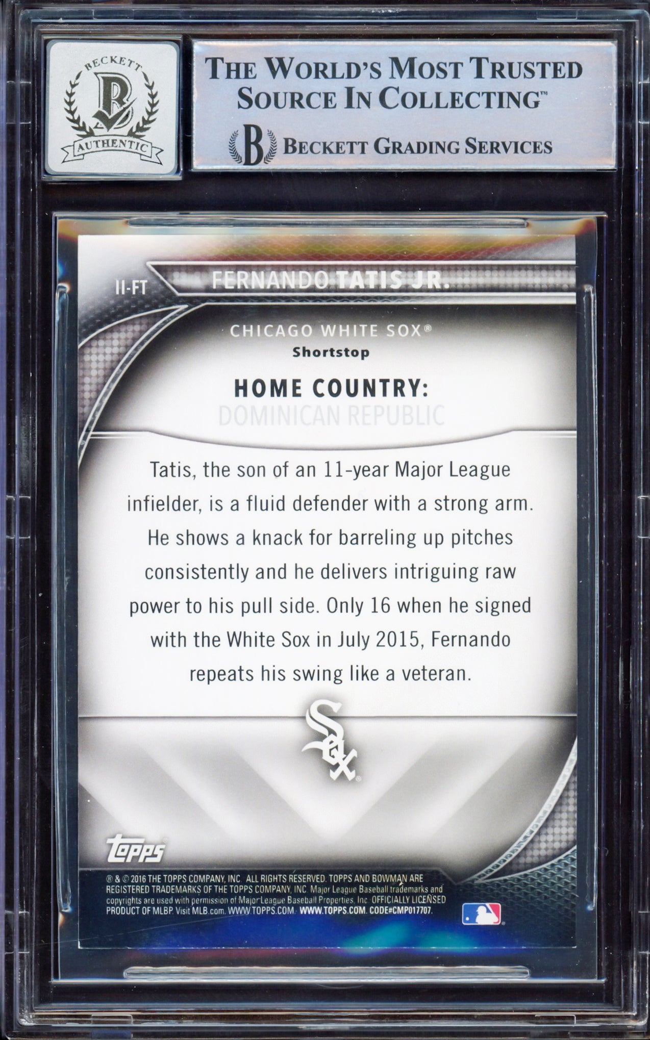 Fernando Tatis Jr. Autographed 2016 Bowman International Ink Rookie Card #II-FT San Diego Padres BGS 8 Auto Grade Gem Mint 10 Beckett BAS #15350681