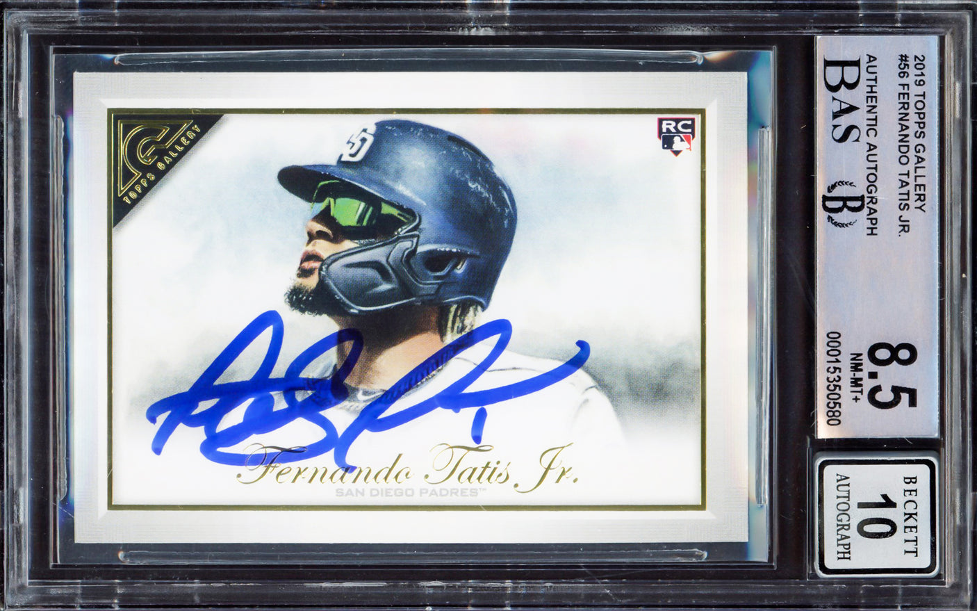 Fernando Tatis Jr. Autographed 2019 Topps Gallery Rookie Card #56 San Diego Padres BGS 8.5 Auto Grade Gem Mint 10 Beckett BAS #15350580