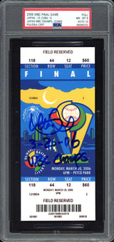 Ichiro Suzuki Autographed 2006 WBC Finals Championship Game Ticket Stub Seattle Mariners PSA 8 Auto Grade Gem Mint 10 "3-20-06 WBC Champs" PSA/DNA #68586202