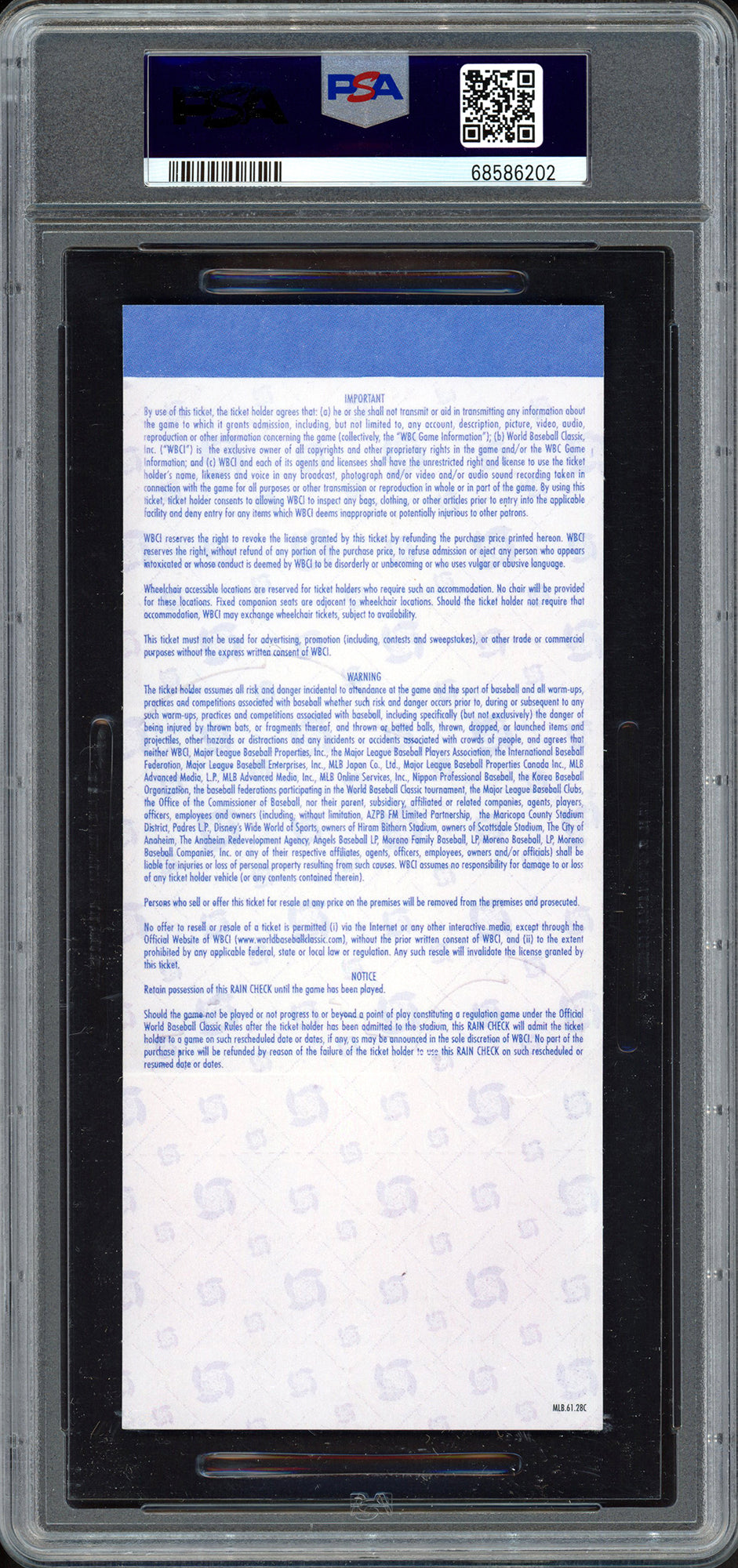 Ichiro Suzuki Autographed 2006 WBC Finals Championship Game Ticket Stub Seattle Mariners PSA 8 Auto Grade Gem Mint 10 "3-20-06 WBC Champs" PSA/DNA #68586202