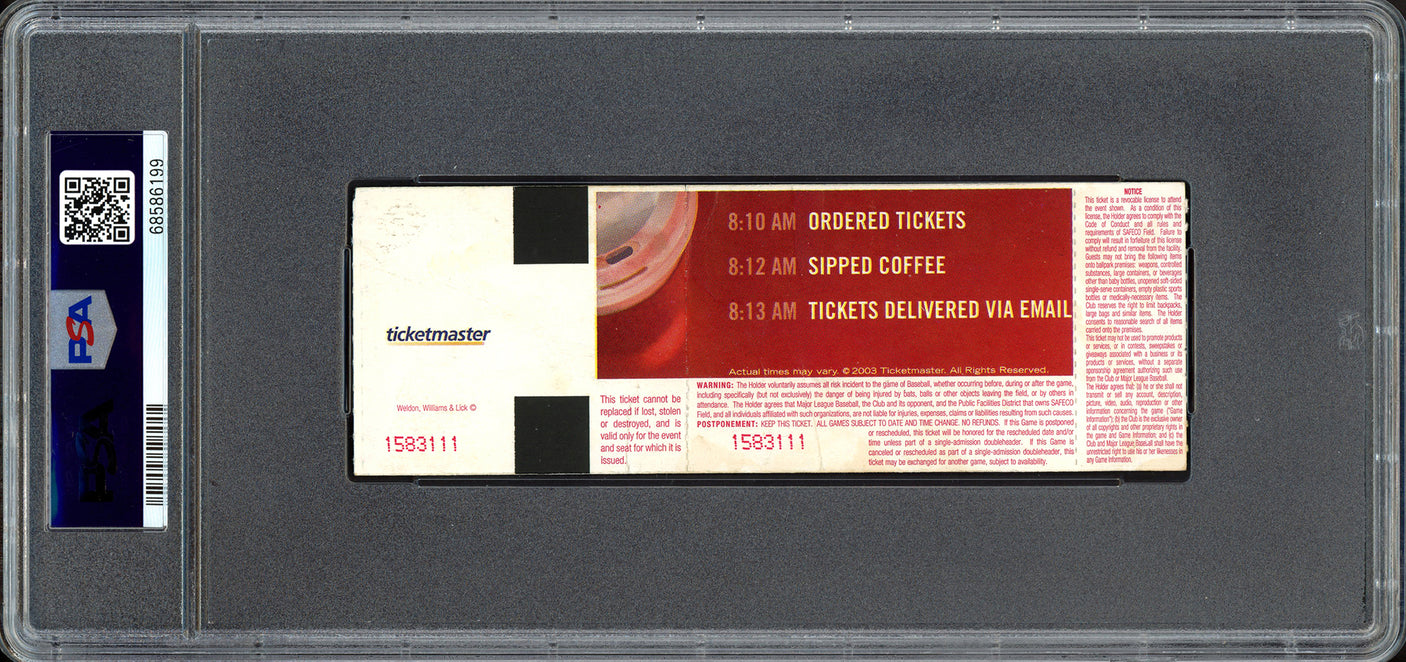 Ichiro Suzuki Autographed October 1st, 2004 Ticket Stub Seattle Mariners PSA 2 Auto Grade Gem Mint 10 "10-1-04 MLB Hit Record" Pop 2 PSA/DNA #68586199