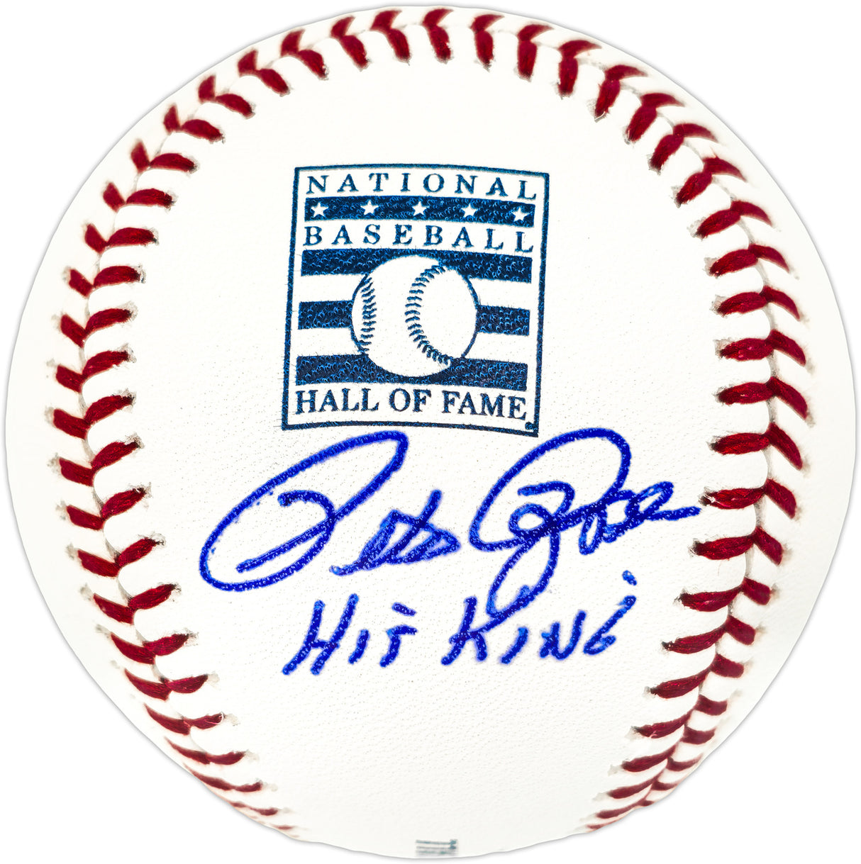 Pete Rose Autographed Official Hall of Fame HOF Logo Baseball Cincinnati Reds "Hit King" PR Holo Stock #238657