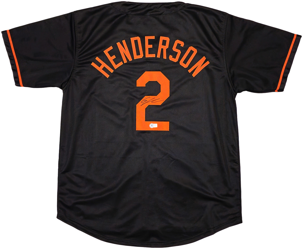 Baltimore Orioles Gunnar Henderson Autographed Black Jersey Beckett BAS Witness Stock #238793