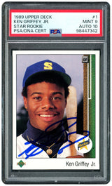Ken Griffey Jr. Autographed 1989 Upper Deck Rookie Card #1 Seattle Mariners PSA 9 Auto Grade Gem Mint 10 PSA/DNA Stock #238798