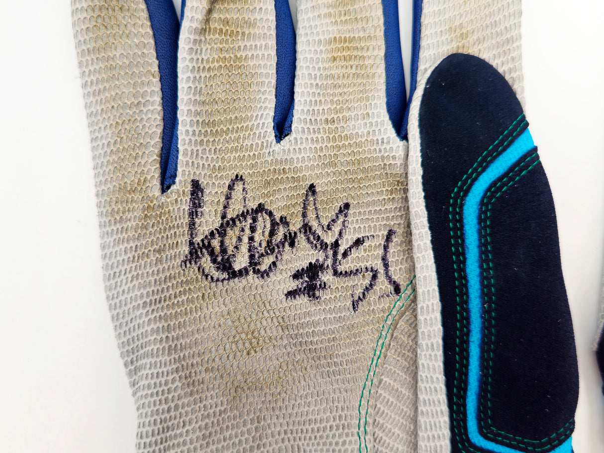 Ichiro Suzuki Autographed Pair of Grey, Blue & Teal Mizuno Game Used Batting Gloves Seattle Mariners "#51" IS Holo SKU #238829