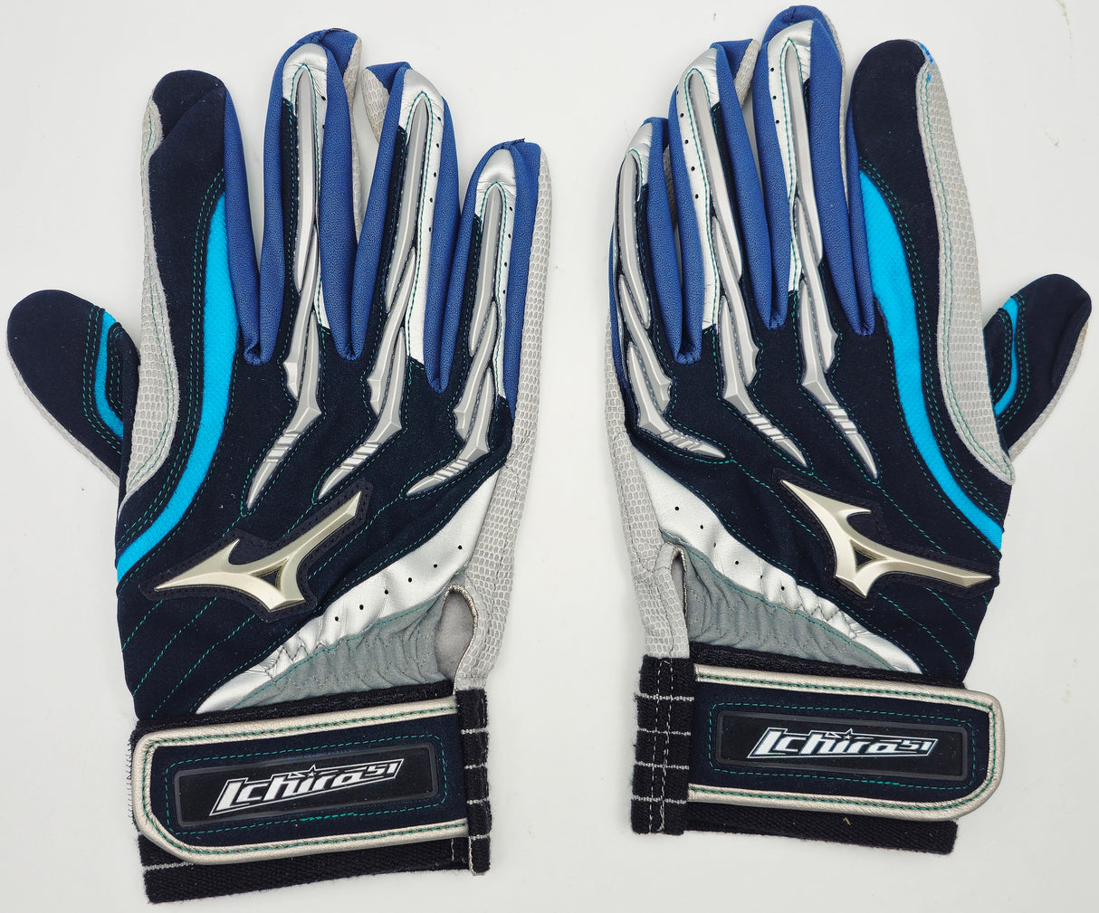 Ichiro Suzuki Autographed Pair of Grey, Blue & Teal Mizuno Game Used Batting Gloves Seattle Mariners "#51" IS Holo SKU #238829