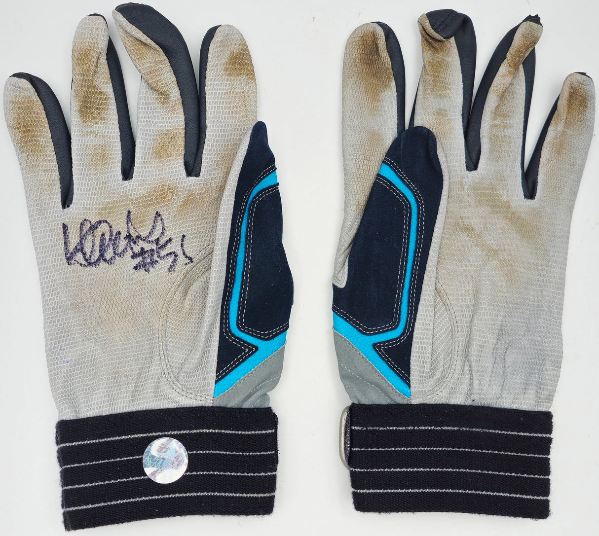 Ichiro Suzuki Autographed Pair of Grey & Teal Mizuno Game Used Batting Gloves Seattle Mariners "#51" IS Holo SKU #238833