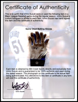Ichiro Suzuki Autographed Pair of Blue & Grey Mizuno Game Used Batting Gloves Seattle Mariners "#51" IS Holo SKU #238825