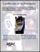 Ichiro Suzuki Autographed Pair of Blue & Grey Mizuno Game Used Batting Gloves Seattle Mariners "#51" IS Holo SKU #238830