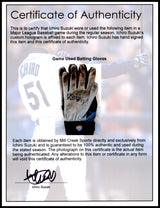 Ichiro Suzuki Autographed Pair of Grey & Teal Mizuno Game Used Batting Gloves Seattle Mariners "#51" IS Holo SKU #238833