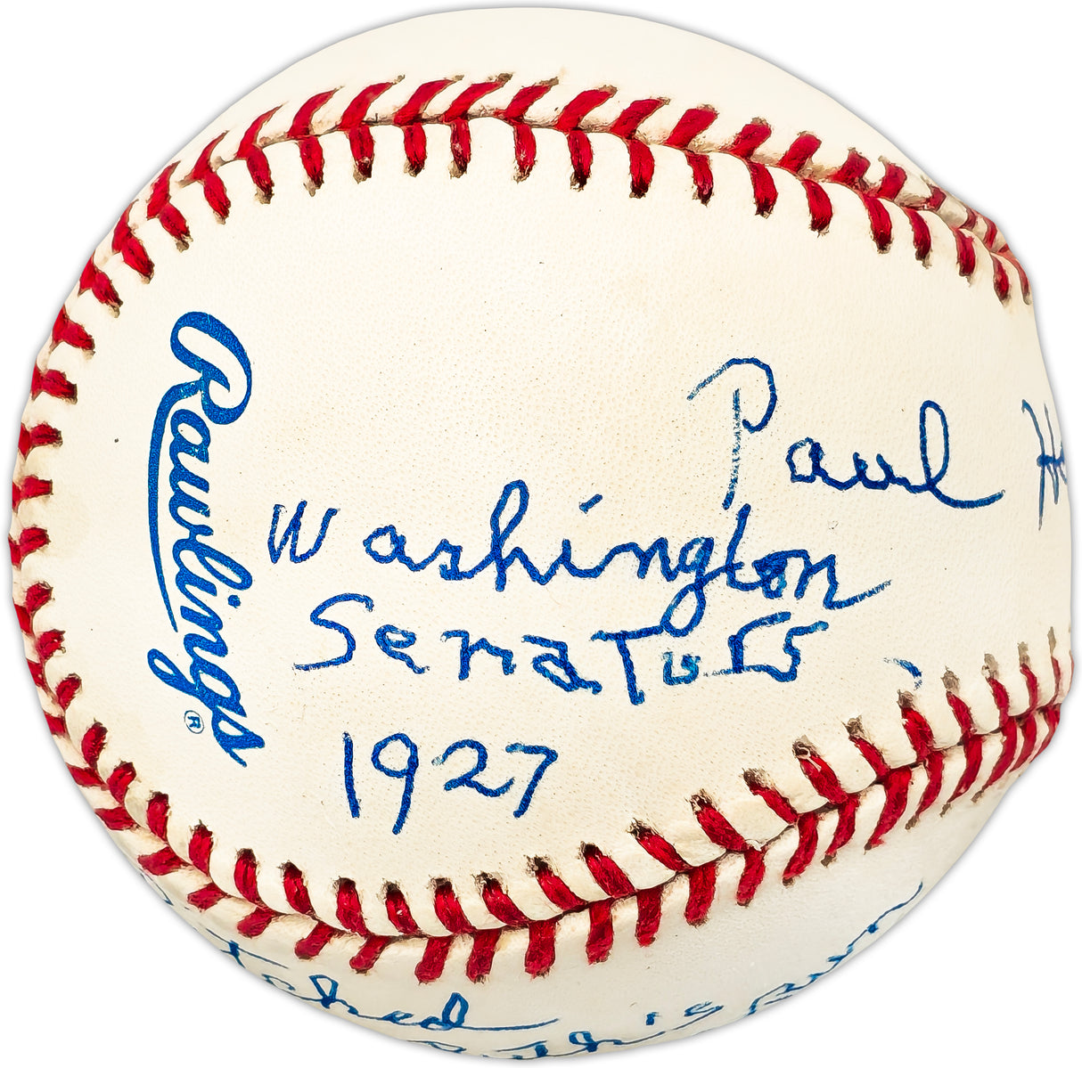 Paul Hopkins Autographed Official AL Baseball Washington Senators "Pitched Babe Ruth's 59th HR 9/29/27" Beckett BAS QR #BL93623