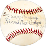 Morris Red Badgro Autographed Official AL Baseball St. Louis Browns "Best Wishes to Kasey" Beckett BAS QR #BL93632