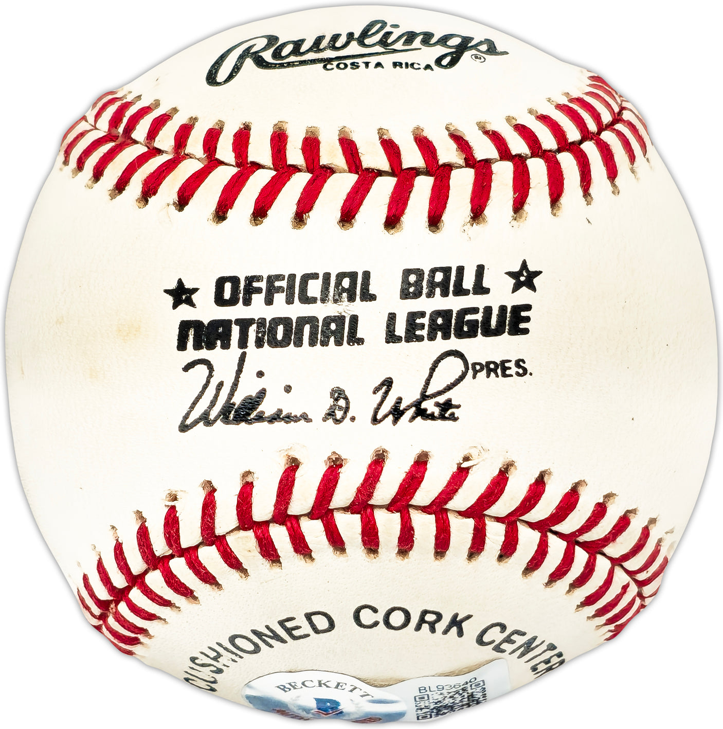Eddie Taubensee Autographed Official NL Baseball Cincinnati Reds, Cleveland Indians Beckett BAS QR #BL93640