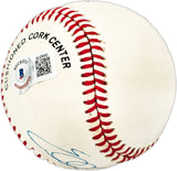 Eddie Taubensee Autographed Official NL Baseball Cincinnati Reds, Cleveland Indians Beckett BAS QR #BL93640
