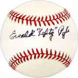 Ewald Lefty Pyle Autographed Official AL Baseball Browns, Braves Beckett BAS QR #BL93641