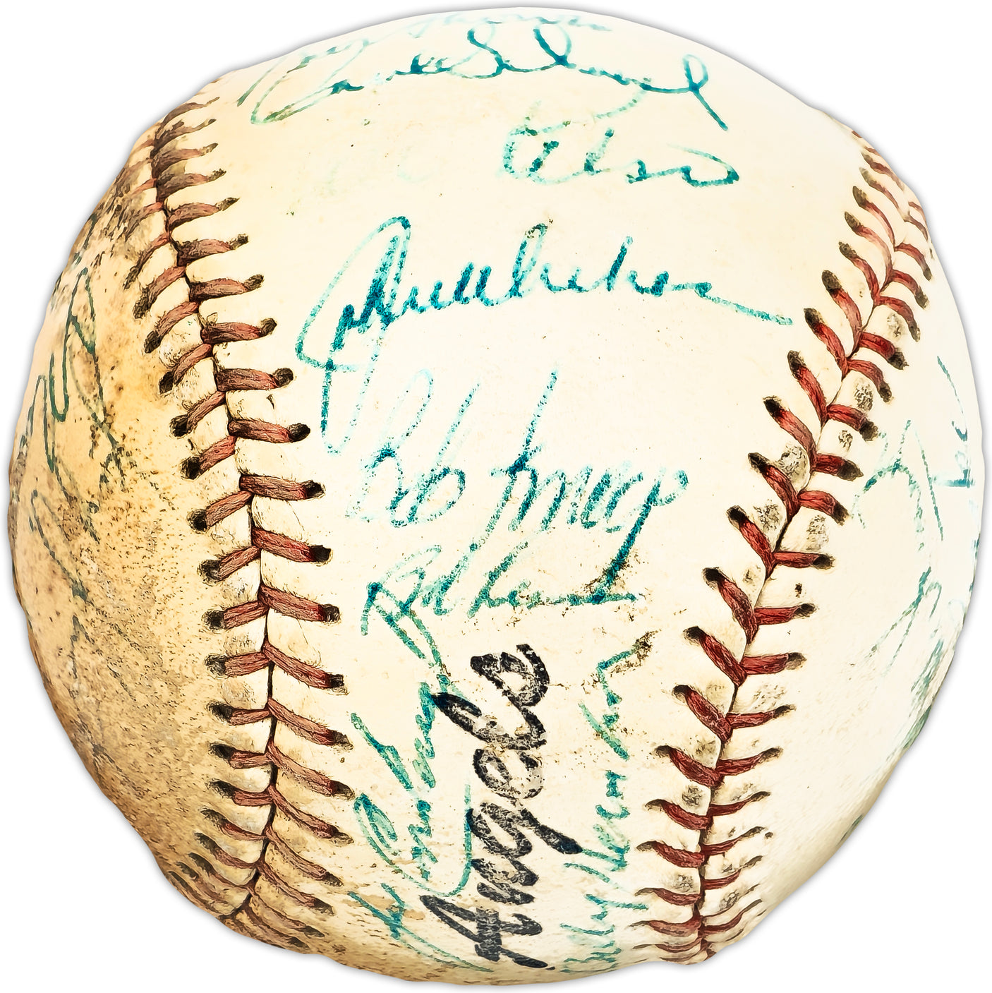 1967/68 California Angels Team Signed Autographed Official Baseball With 28 Signatures Including Billy Herman & Bob Lemon Beckett BAS #AC98323