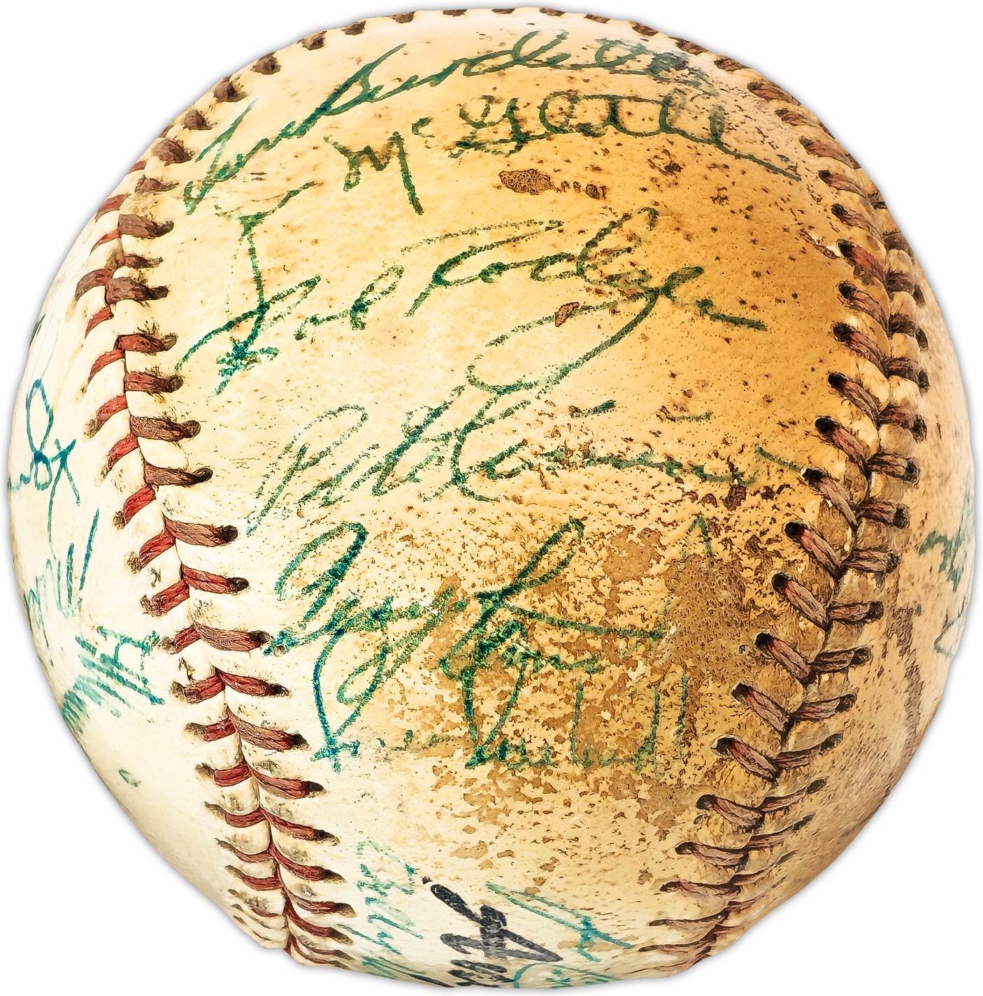 1967/68 California Angels Team Signed Autographed Official Baseball With 28 Signatures Including Billy Herman & Bob Lemon Beckett BAS #AC98323