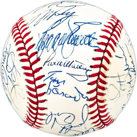 1994 Los Angeles Dodgers Team Autographed Official NL Baseball With 25 Signatures Including Pedro Martinez & Mike Piazza Beckett BAS #AC98336
