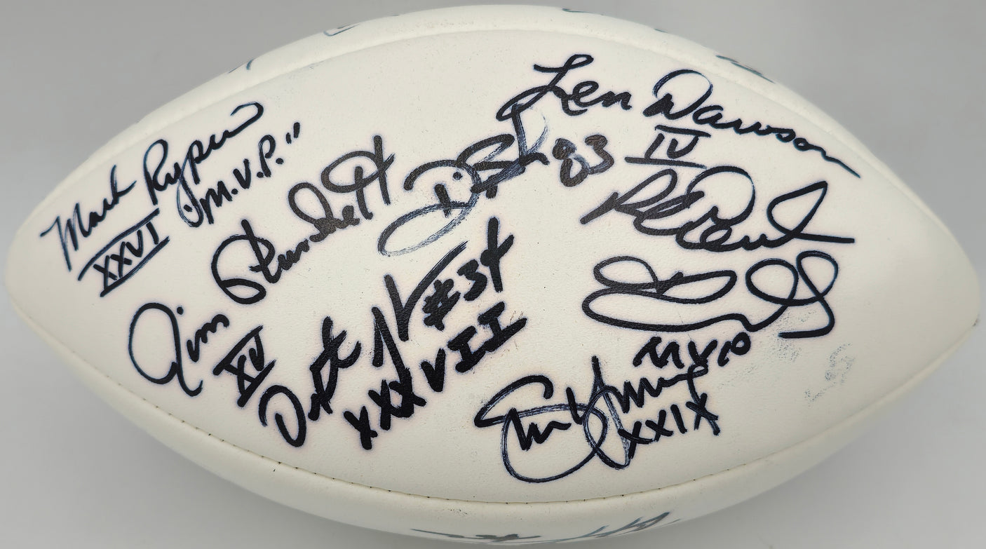 Super Bowl MVP's Autographed White Wilson NFL Football With 16 Signatures Including Joe Namath PSA/DNA #AB10133