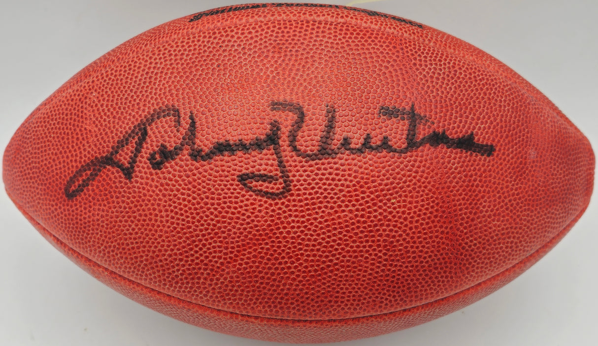 Johnny Unitas Autographed Official NFL Leather Football Baltimore Colts Beckett BAS #A75841