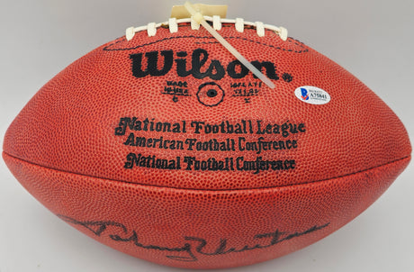 Johnny Unitas Autographed Official NFL Leather Football Baltimore Colts Beckett BAS #A75841