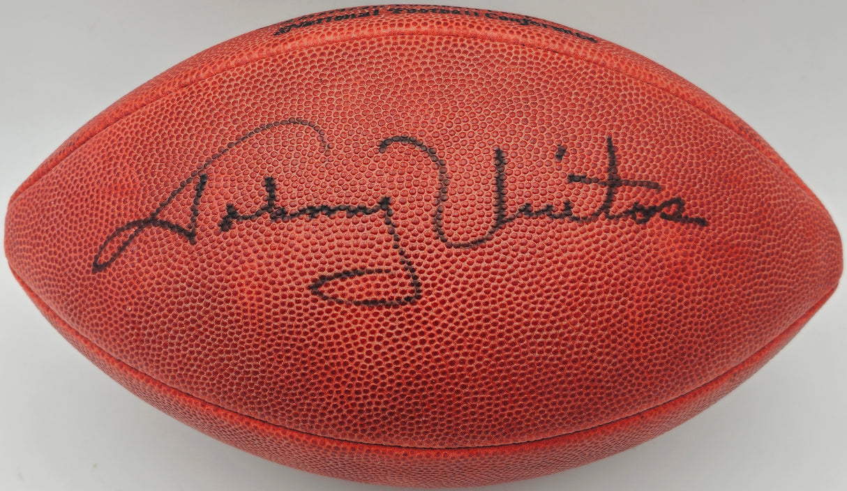 Johnny Unitas Autographed Official NFL Leather Football Baltimore Colts Beckett BAS #A75849