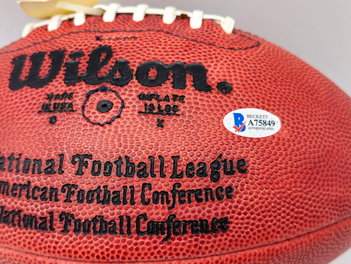Johnny Unitas Autographed Official NFL Leather Football Baltimore Colts Beckett BAS #A75849