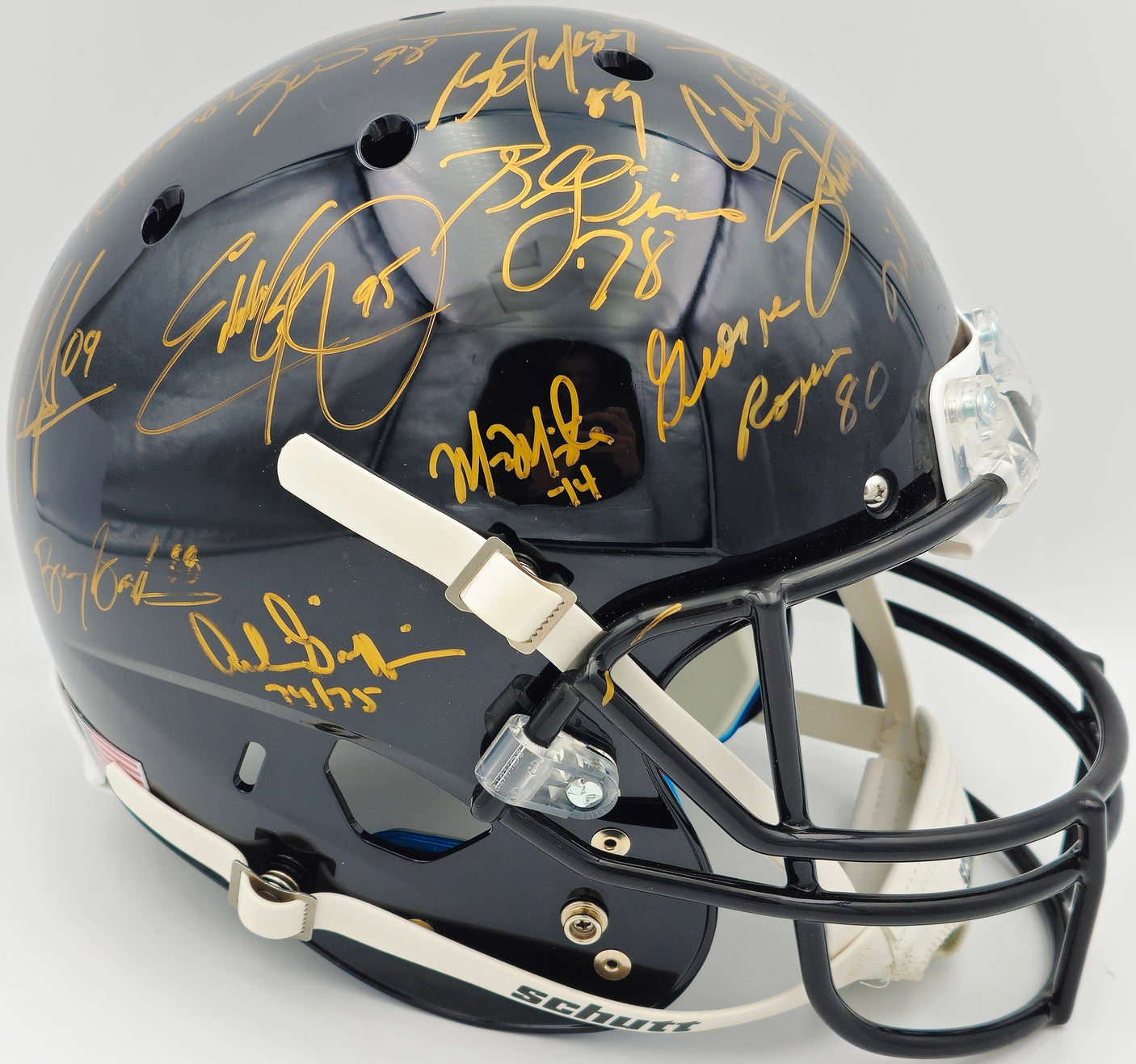College Football's Best Heisman Winners Autographed Black Shutt Authentic Full Size Helmet With 24 Signatures Including Barry Sanders Steiner Holo #SS149103