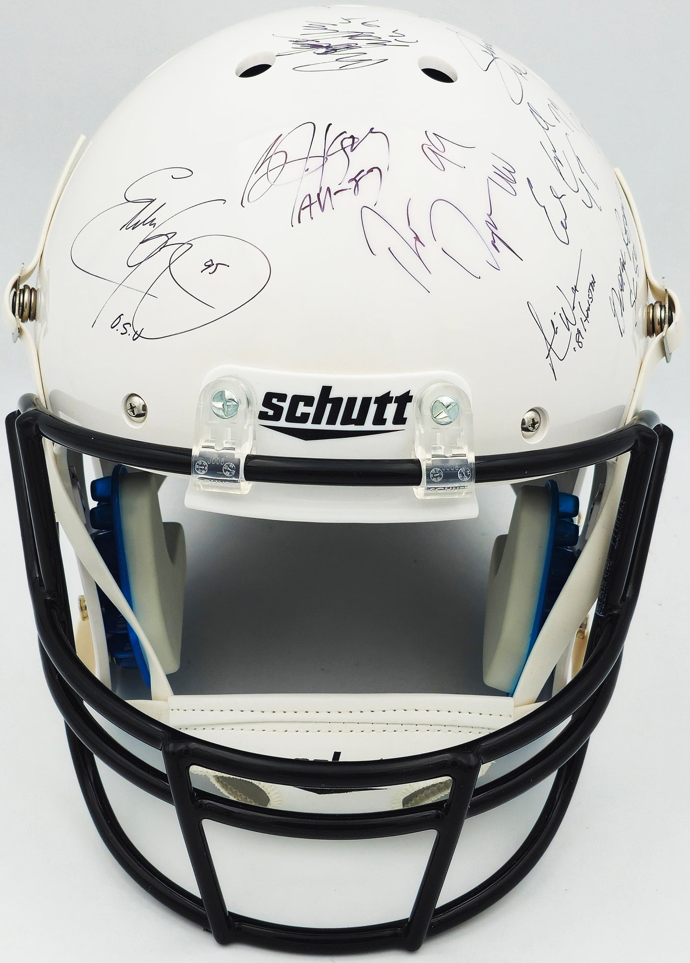 College Football's Best Heisman Winners Autographed White Shutt Authentic Full Size Helmet With 24 Signatures Including Barry Sanders Steiner Holo #SS149806