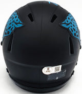 Travis Etienne Autographed Jacksonville Jaguars Eclipse Black Speed Mini Helmet Beckett BAS Witness Stock #225126