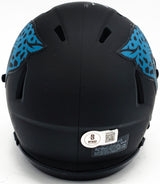 Travis Etienne Autographed Jacksonville Jaguars Eclipse Black Speed Mini Helmet Beckett BAS Witness Stock #225125