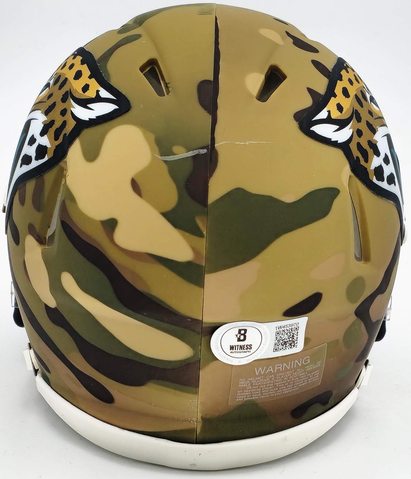 Travis Etienne Autographed Jacksonville Jaguars Camo Speed Mini Helmet Beckett BAS Witness Stock #225127