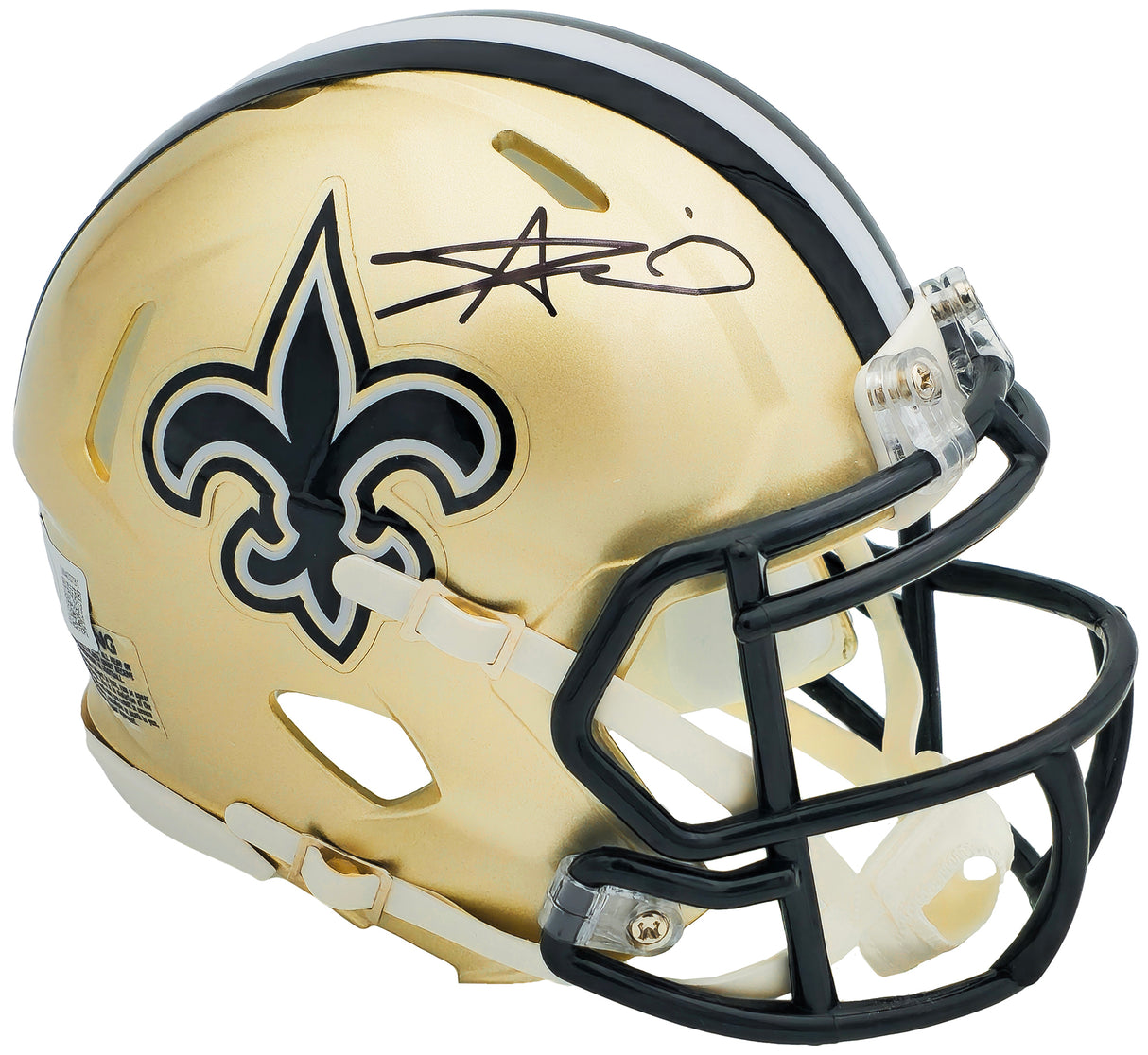 Alvin Kamara Autographed New Orleans Saints Gold Speed Mini Helmet Beckett BAS Witness Stock #224824