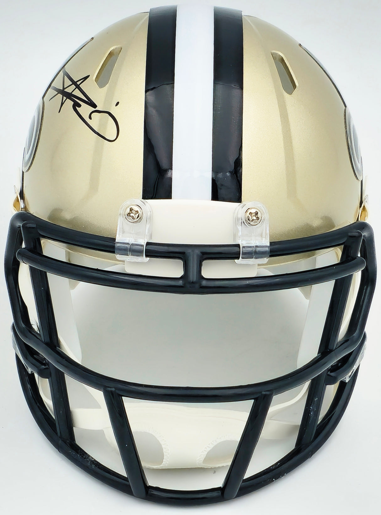 Alvin Kamara Autographed New Orleans Saints Gold Speed Mini Helmet Beckett BAS Witness Stock #224824