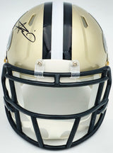 Alvin Kamara Autographed New Orleans Saints Gold Speed Mini Helmet Beckett BAS Witness Stock #224824